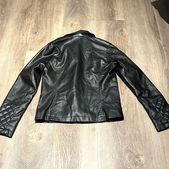 Faux leather motto jacket, gold hardware | Size L (10-12) - Picture 9 of 12